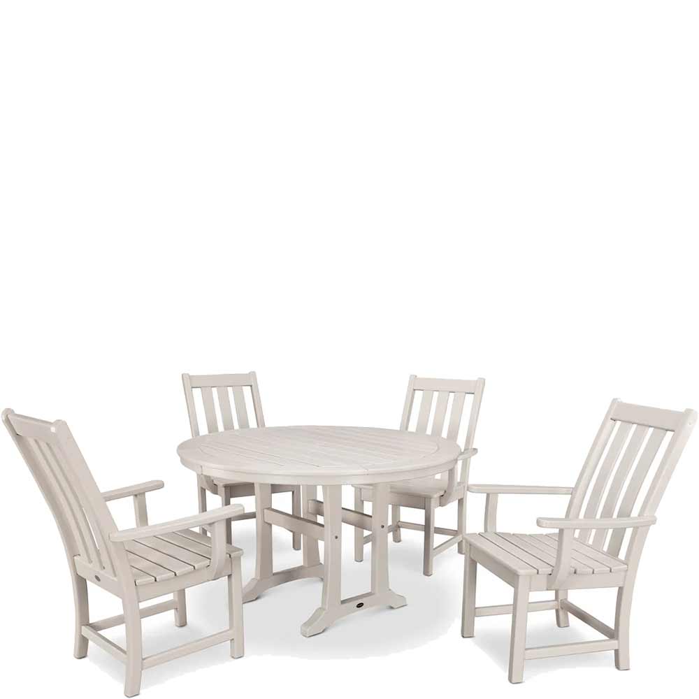 POLYWOOD® Vineyard 5-Piece Round Dining Set with Trestle Legs - PWS347-1 - Image 8