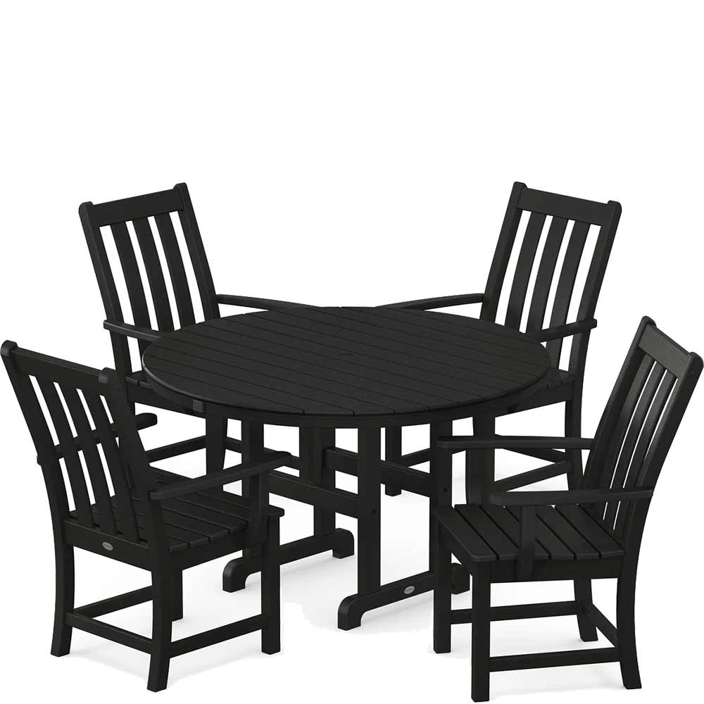 POLYWOOD® Vineyard 5-Piece Round Farmhouse Dining Set - PWS651-1 - Image 3