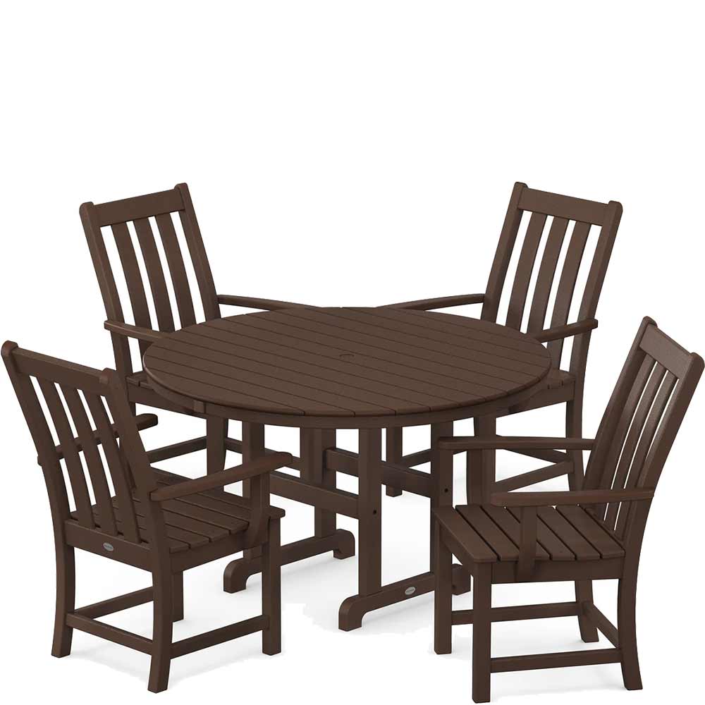 POLYWOOD® Vineyard 5-Piece Round Farmhouse Dining Set - PWS651-1 - Image 5