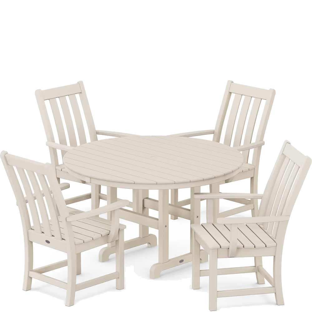 POLYWOOD® Vineyard 5-Piece Round Farmhouse Dining Set - PWS651-1 - Image 8