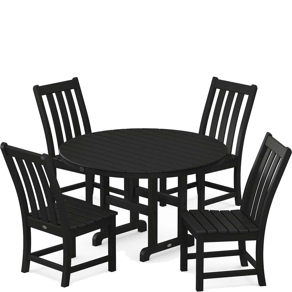 POLYWOOD® Vineyard 5-Piece Round Farmhouse Side Chair Dining Set - PWS649-1 - Image 3