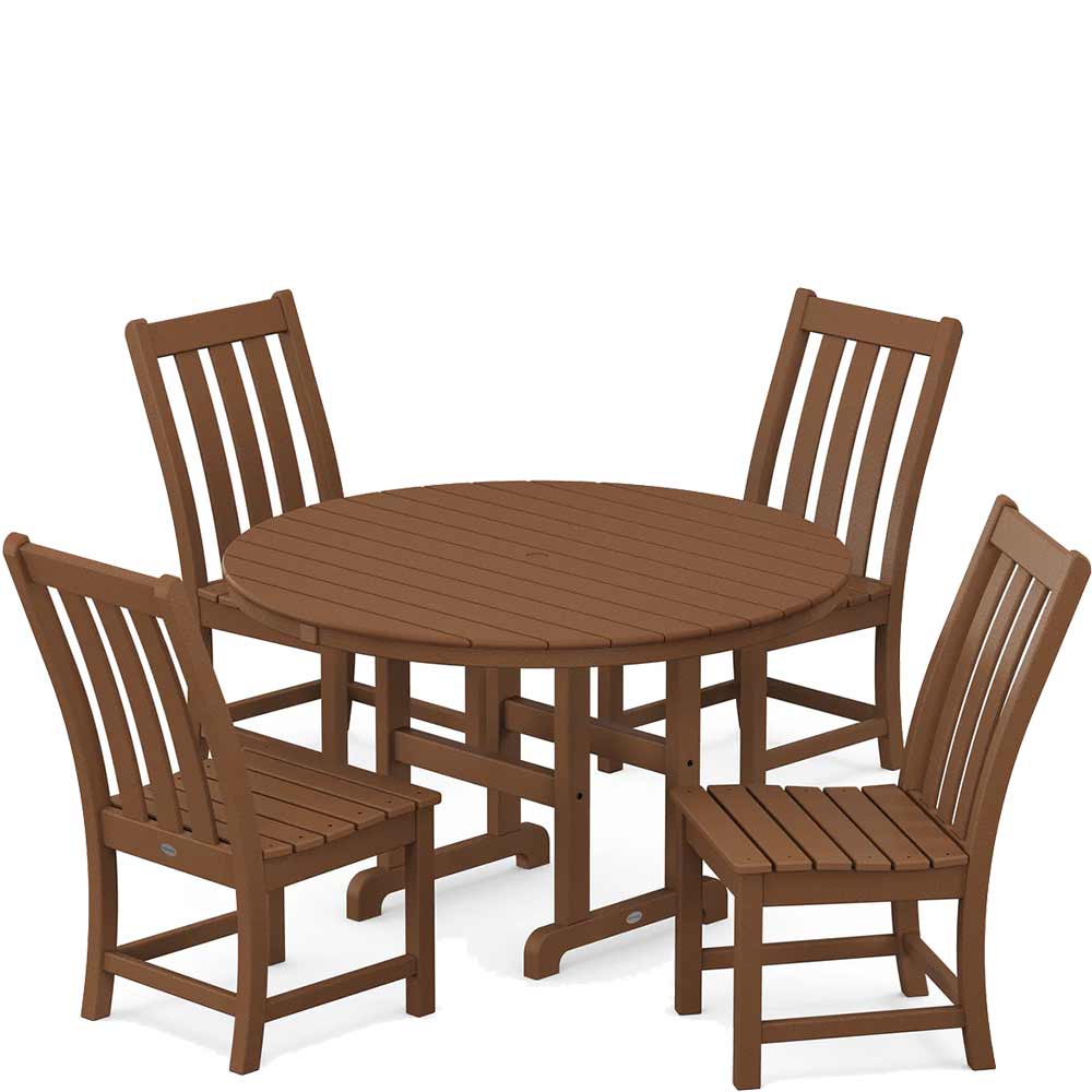 POLYWOOD® Vineyard 5-Piece Round Farmhouse Side Chair Dining Set - PWS649-1 - Image 4