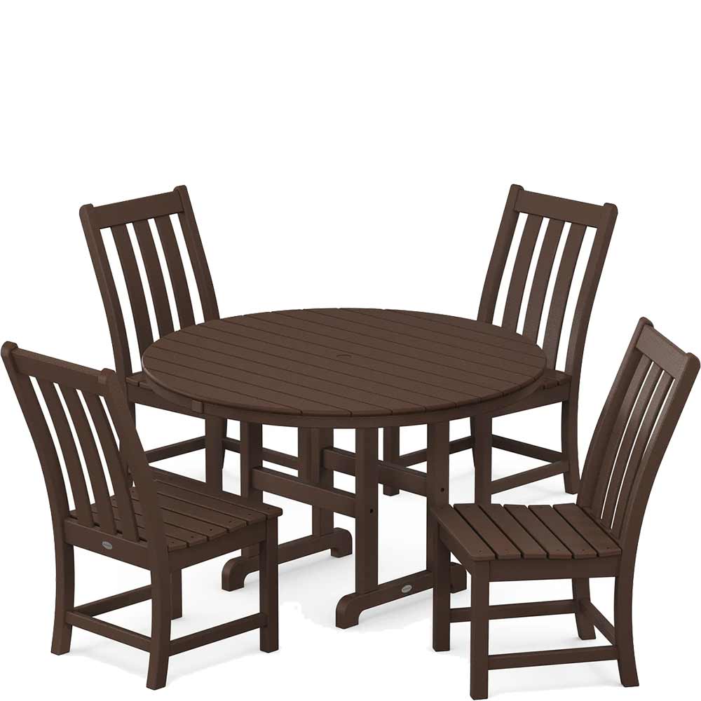 POLYWOOD® Vineyard 5-Piece Round Farmhouse Side Chair Dining Set - PWS649-1 - Image 5