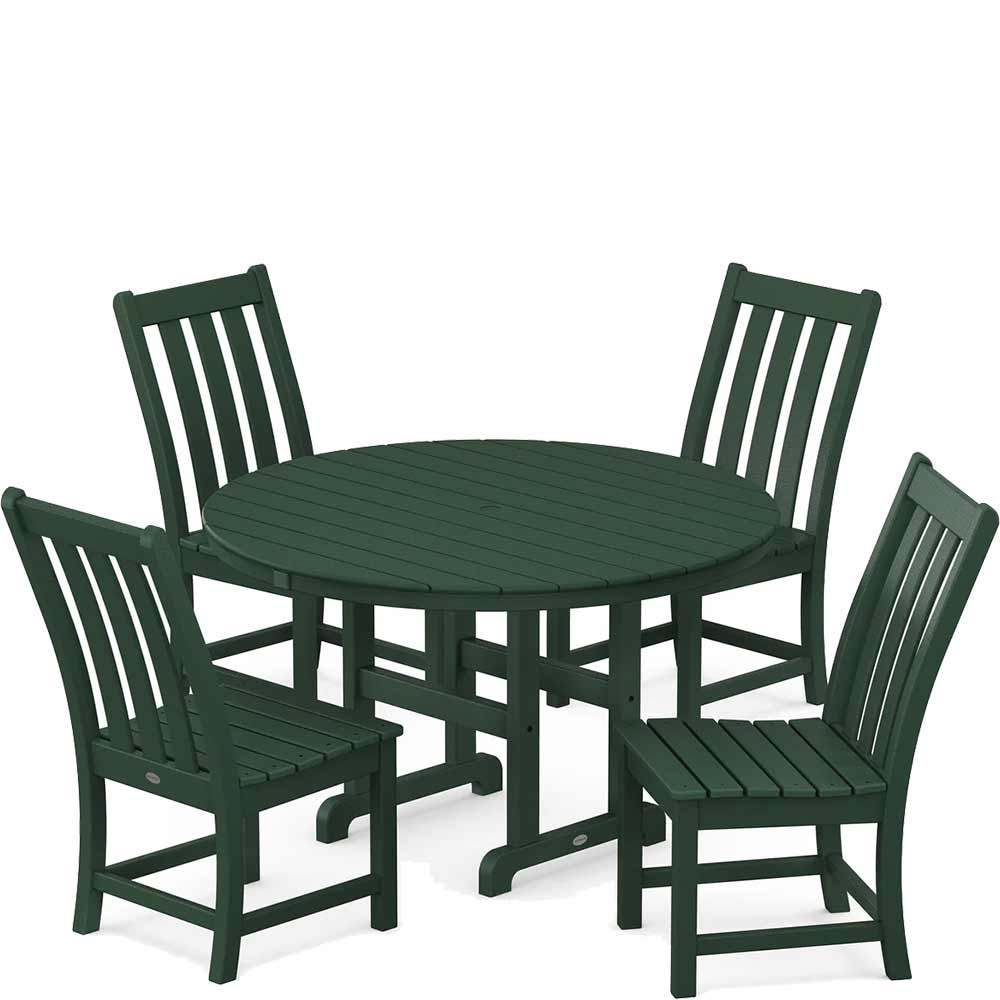 POLYWOOD® Vineyard 5-Piece Round Farmhouse Side Chair Dining Set - PWS649-1 - Image 6