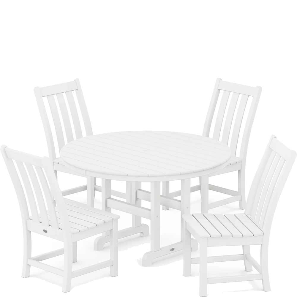 POLYWOOD® Vineyard 5-Piece Round Farmhouse Side Chair Dining Set - PWS649-1 - Image 7