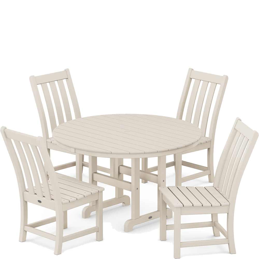 POLYWOOD® Vineyard 5-Piece Round Farmhouse Side Chair Dining Set - PWS649-1 - Image 8