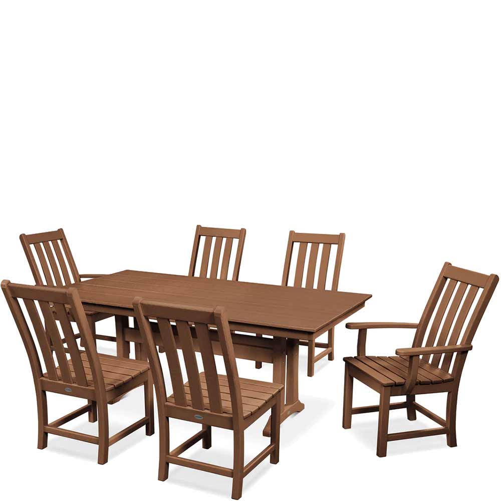 POLYWOOD® Vineyard 7-Piece Farmhouse Dining Set with Trestle Legs - PWS340-1 - Image 3