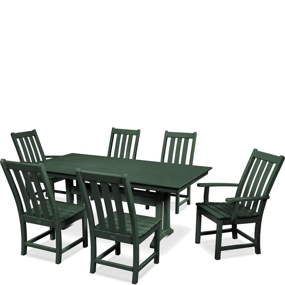 POLYWOOD® Vineyard 7-Piece Farmhouse Dining Set with Trestle Legs - PWS340-1 - Image 5