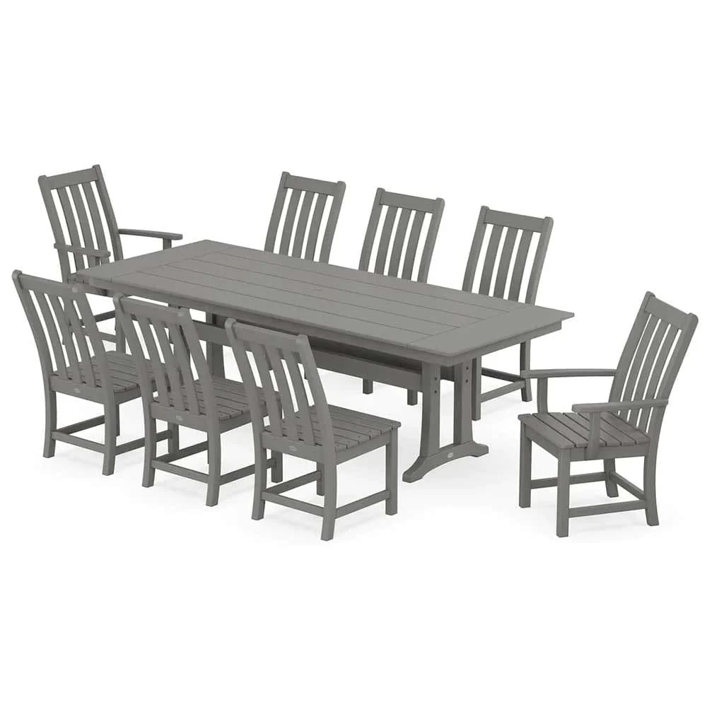 POLYWOOD® Vineyard 9-Piece Farmhouse Dining Set with Trestle Legs - PWS1432-1 - Image 2