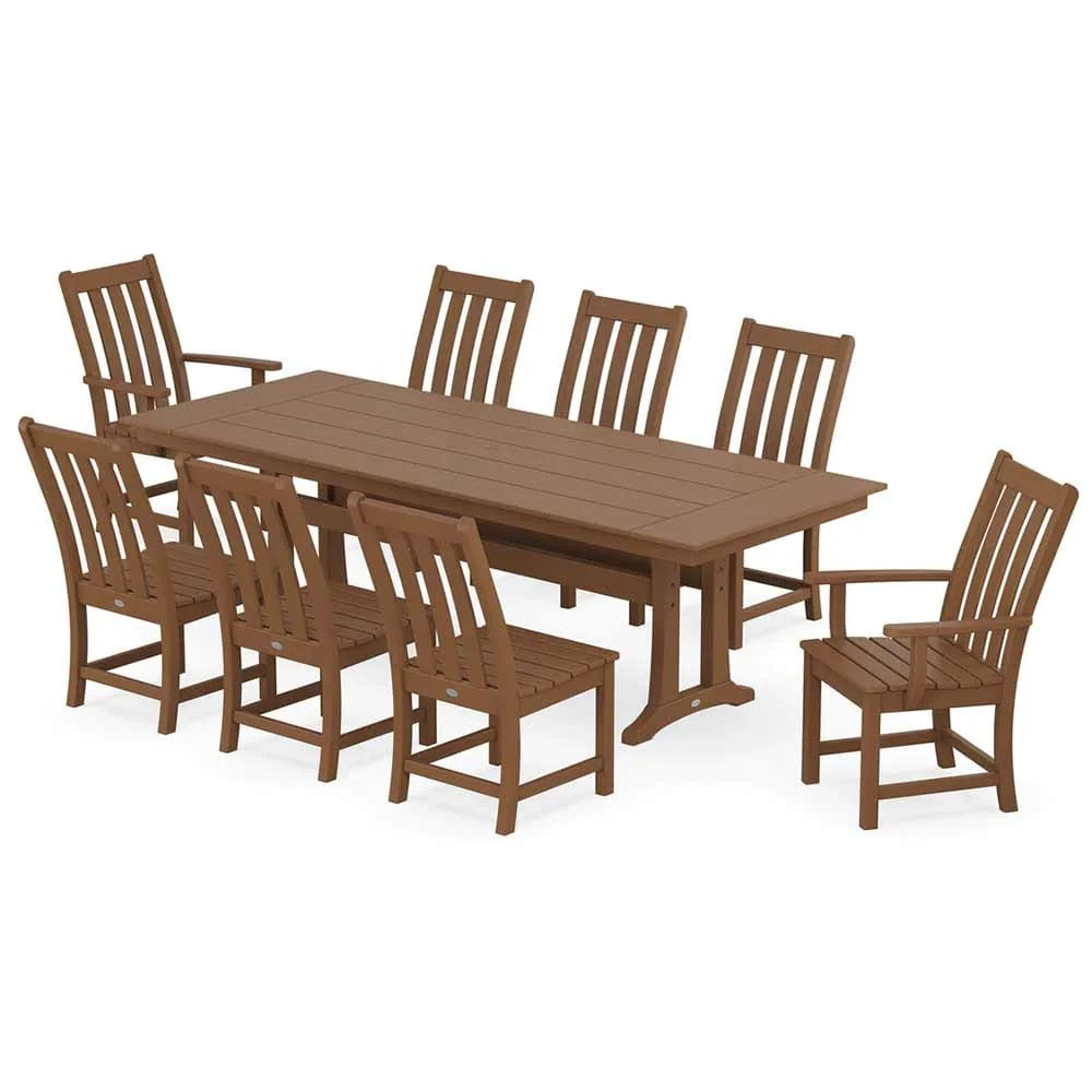 POLYWOOD® Vineyard 9-Piece Farmhouse Dining Set with Trestle Legs - PWS1432-1 - Image 4