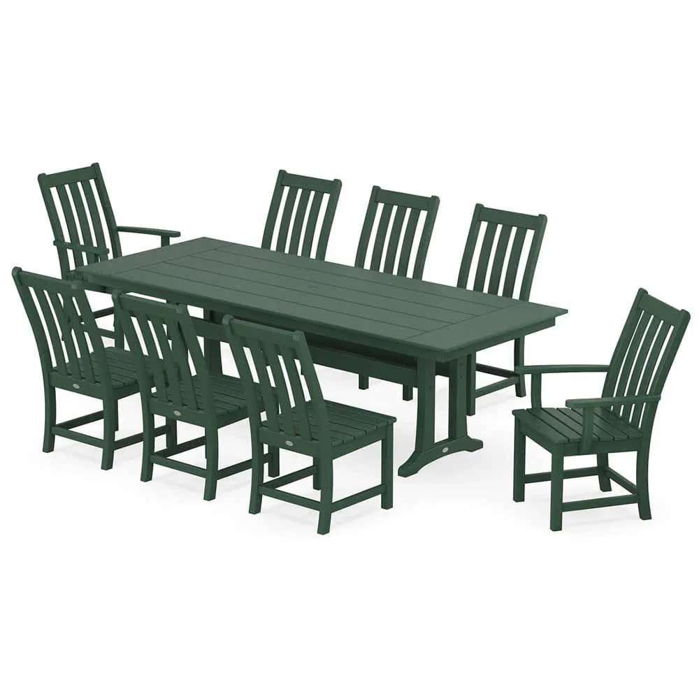 POLYWOOD® Vineyard 9-Piece Farmhouse Dining Set with Trestle Legs - PWS1432-1 - Image 6