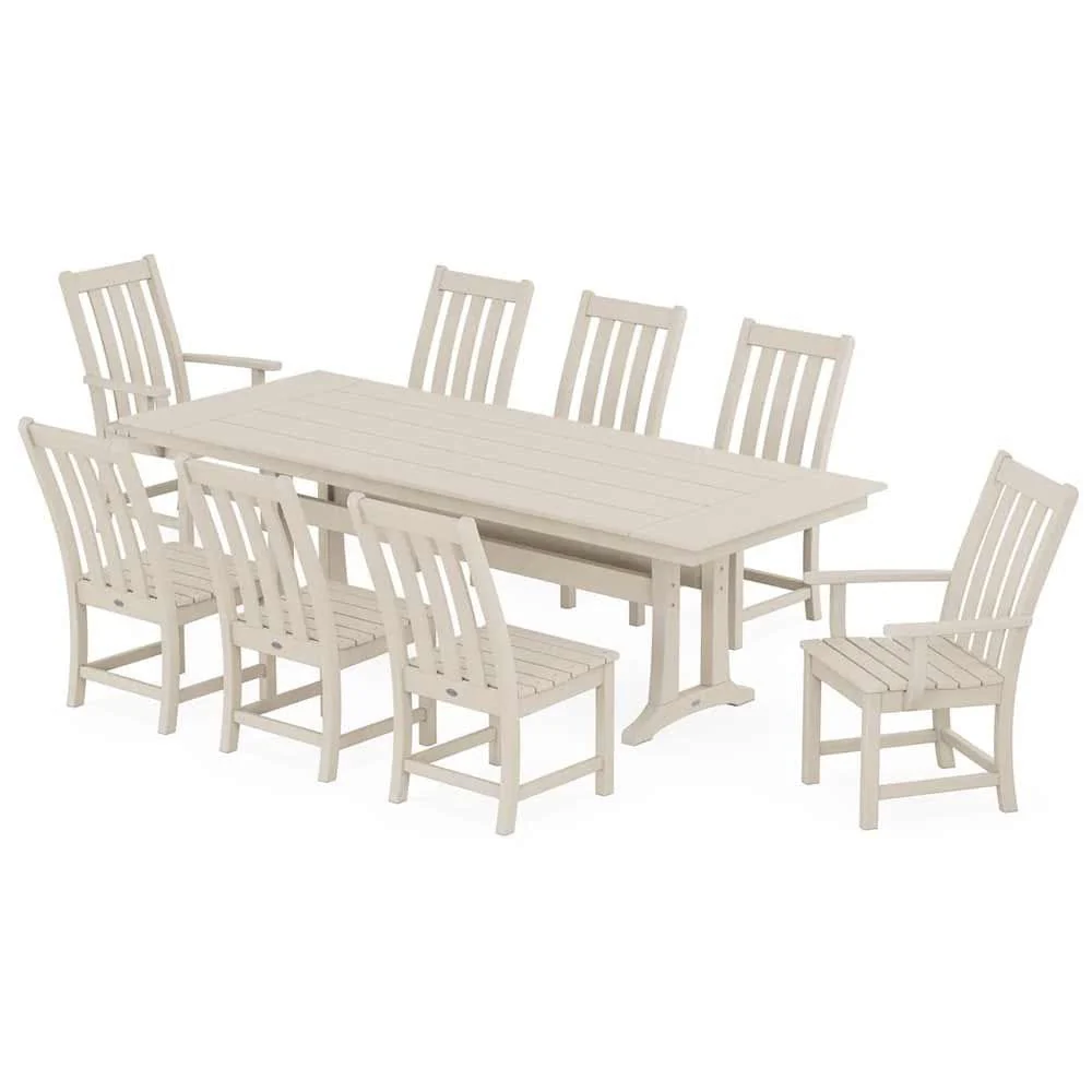 POLYWOOD® Vineyard 9-Piece Farmhouse Dining Set with Trestle Legs - PWS1432-1 - Image 8