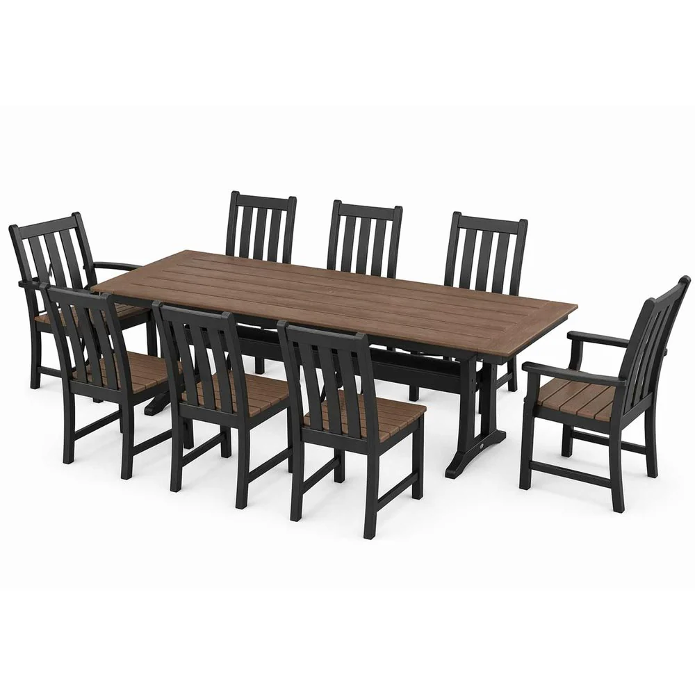 POLYWOOD® Vineyard 9-Piece Farmhouse Select Accent Dining Set with Trestle Legs - PWS1432-1 - Image 3