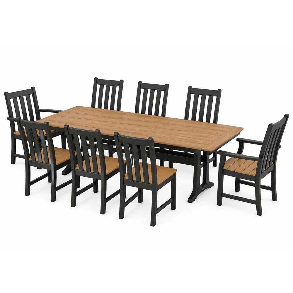 POLYWOOD® Vineyard 9-Piece Farmhouse Select Accent Dining Set with Trestle Legs - PWS1432-1 - Image 4