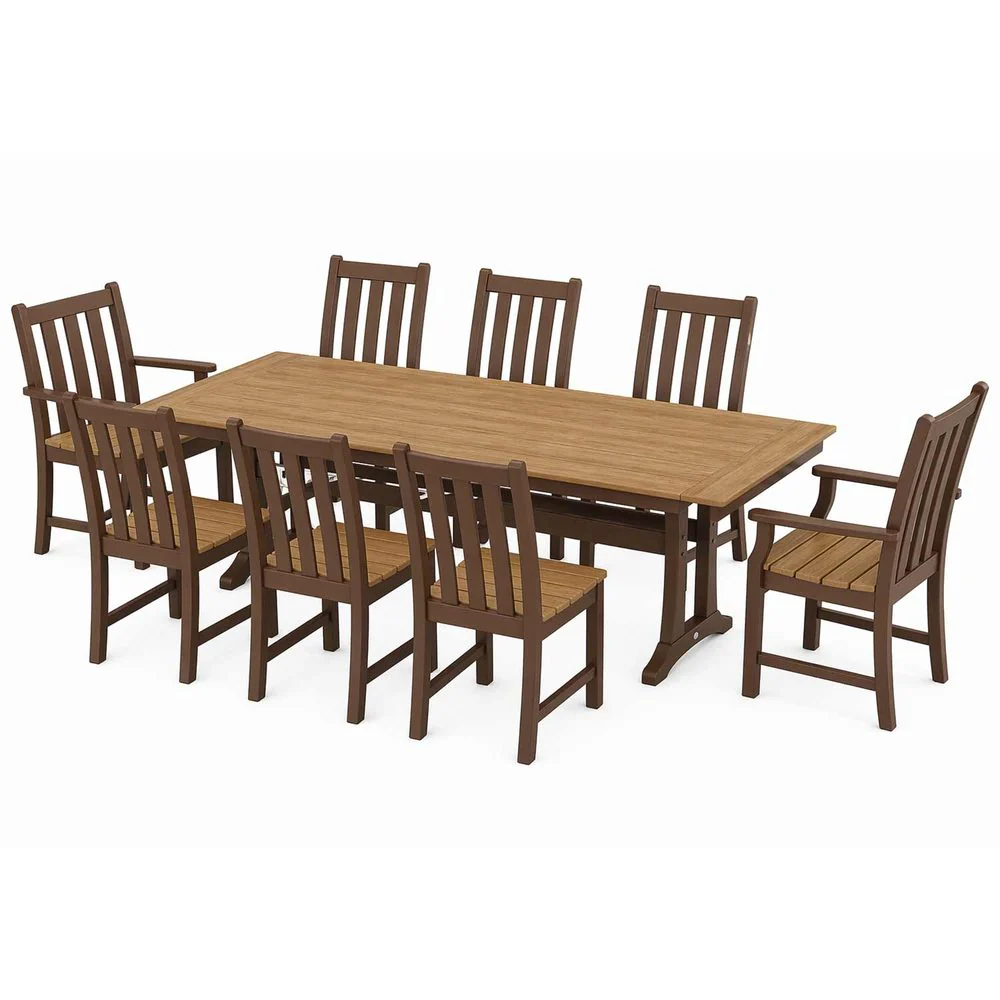 POLYWOOD® Vineyard 9-Piece Farmhouse Select Accent Dining Set with Trestle Legs - PWS1432-1 - Image 6