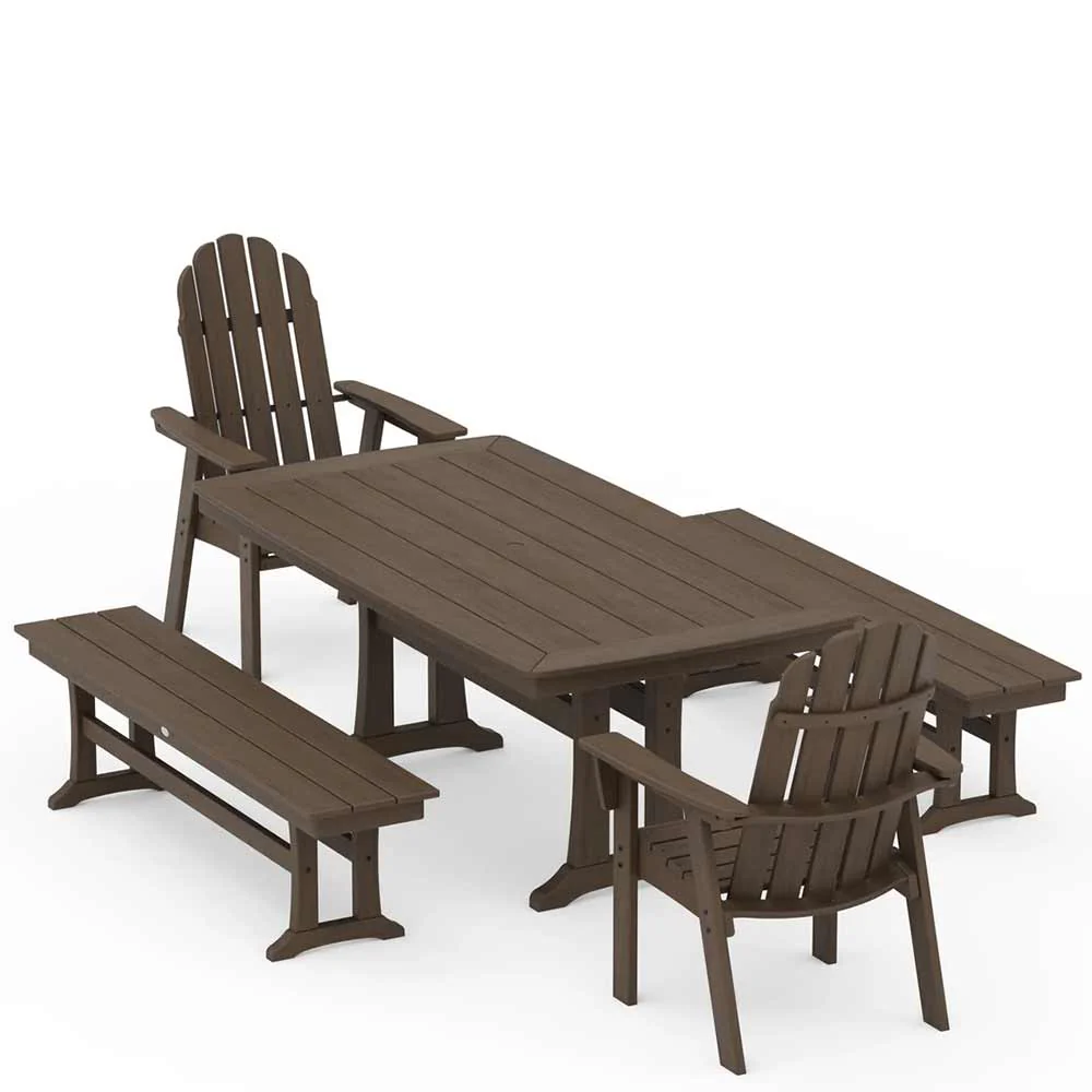 POLYWOOD® Vineyard Adirondack 5-Piece Dining Set with Trestle Legs - PWS1066-1 - Image 12