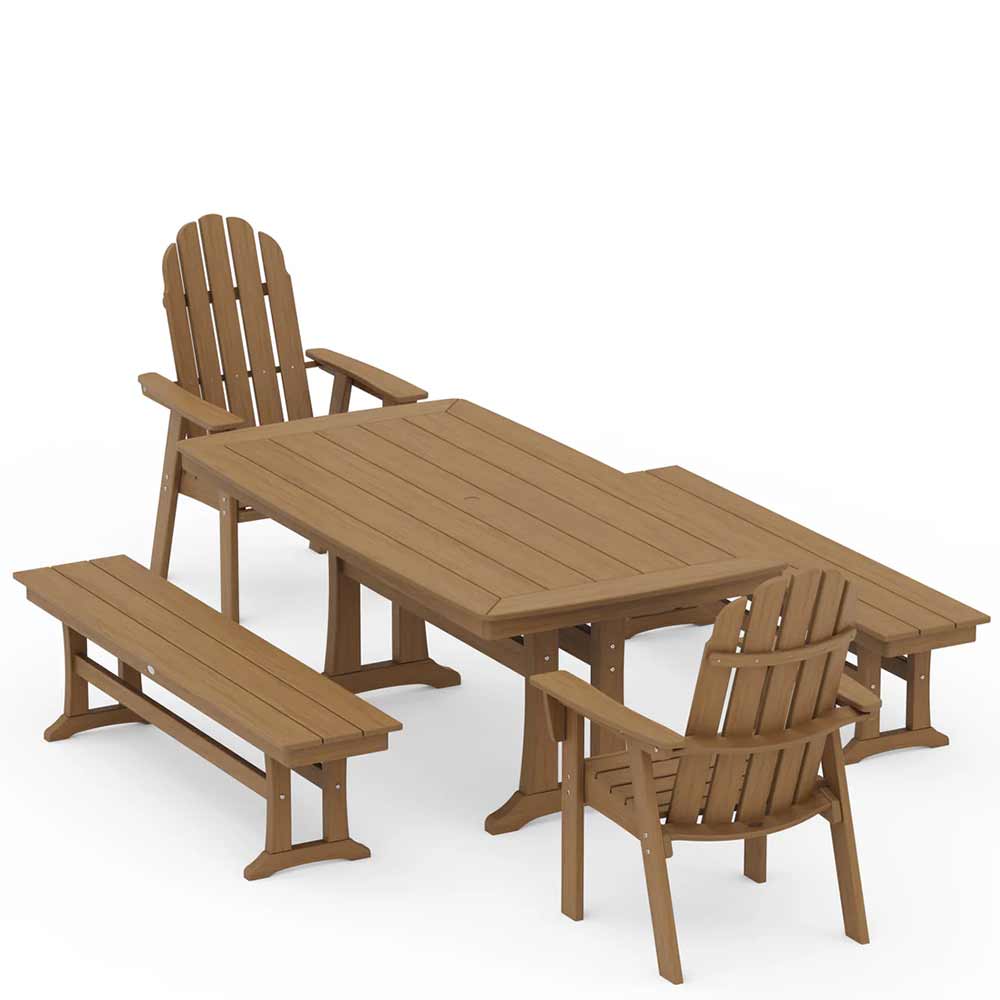 POLYWOOD® Vineyard Adirondack 5-Piece Dining Set with Trestle Legs - PWS1066-1 - Image 13