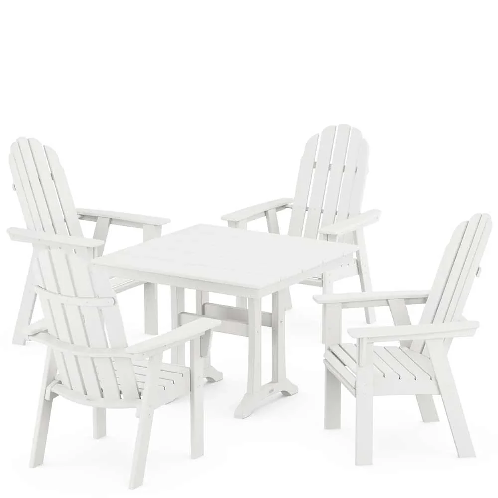POLYWOOD® Vineyard Adirondack 5-Piece Farmhouse Dining Set With Trestle Legs - PWS958-1 - Image 11