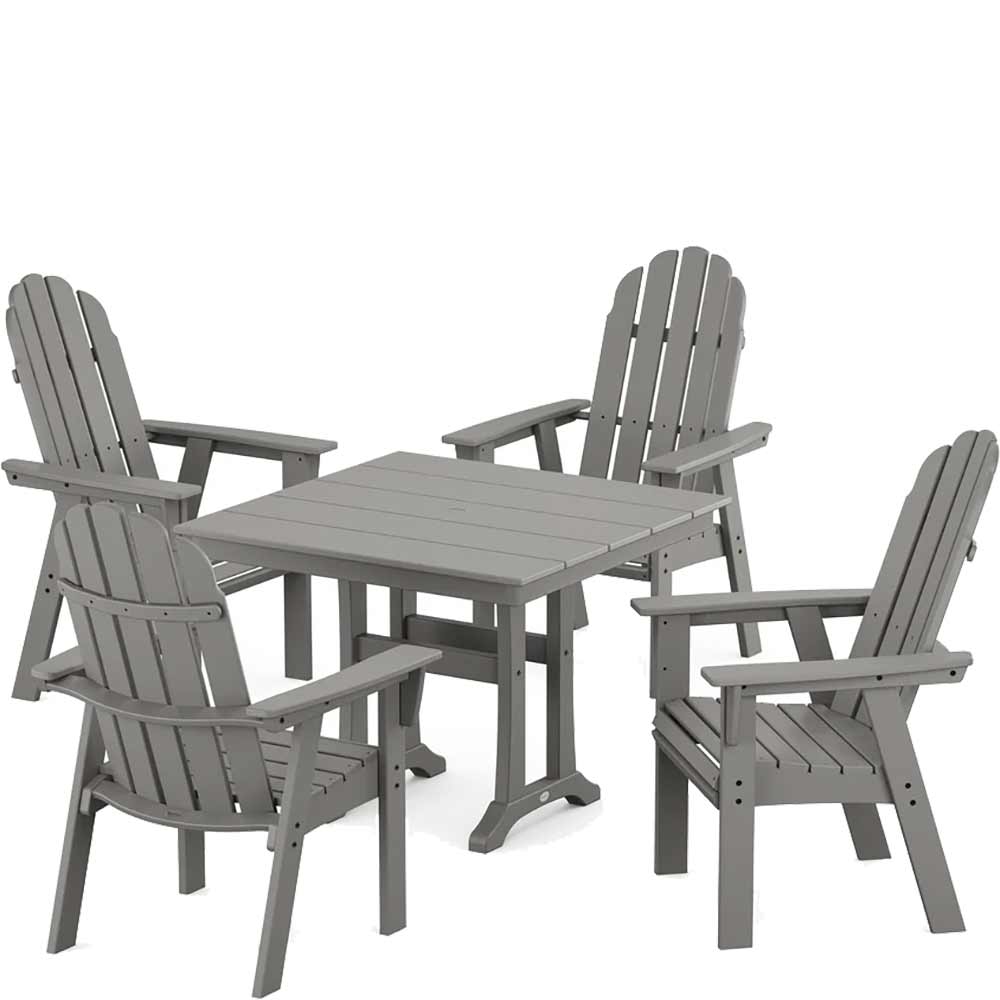 POLYWOOD® Vineyard Adirondack 5-Piece Farmhouse Dining Set With Trestle Legs - PWS958-1 - Image 2