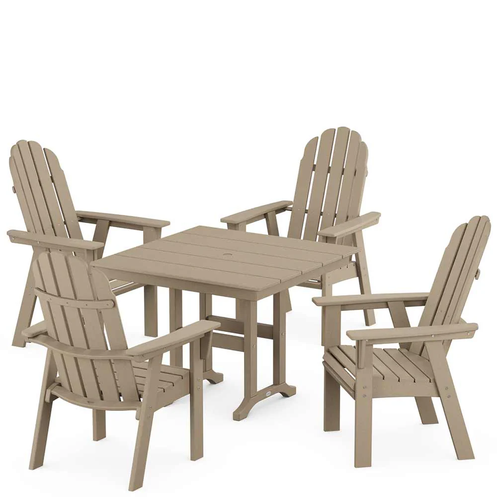 POLYWOOD® Vineyard Curveback Adirondack 5-Piece Farmhouse Dining Set - PWS1165-1 - Image 10