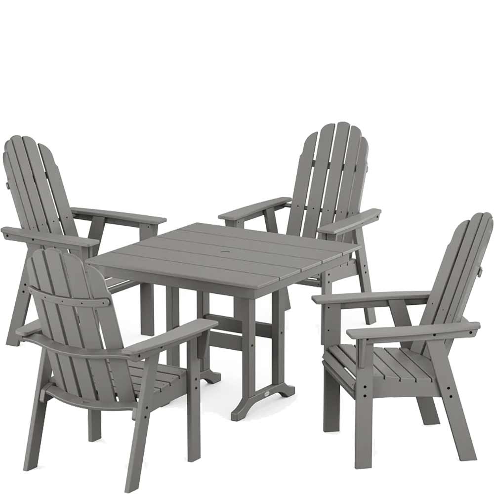 POLYWOOD® Vineyard Curveback Adirondack 5-Piece Farmhouse Dining Set - PWS1165-1 - Image 2