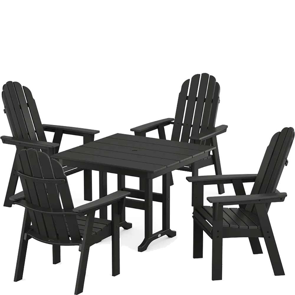POLYWOOD® Vineyard Curveback Adirondack 5-Piece Farmhouse Dining Set - PWS1165-1 - Image 3