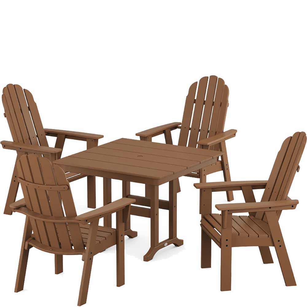 POLYWOOD® Vineyard Curveback Adirondack 5-Piece Farmhouse Dining Set - PWS1165-1 - Image 4
