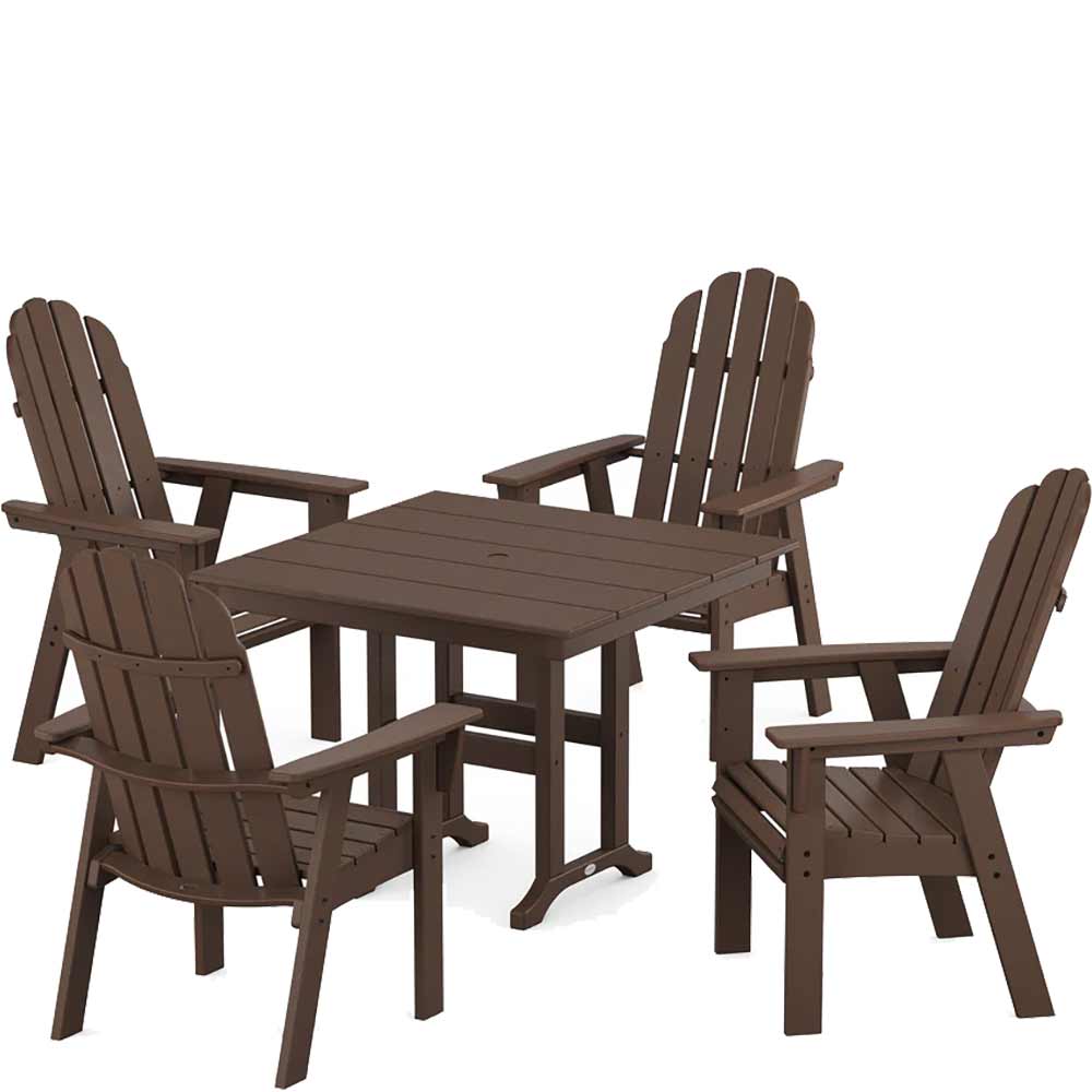 POLYWOOD® Vineyard Curveback Adirondack 5-Piece Farmhouse Dining Set - PWS1165-1 - Image 5
