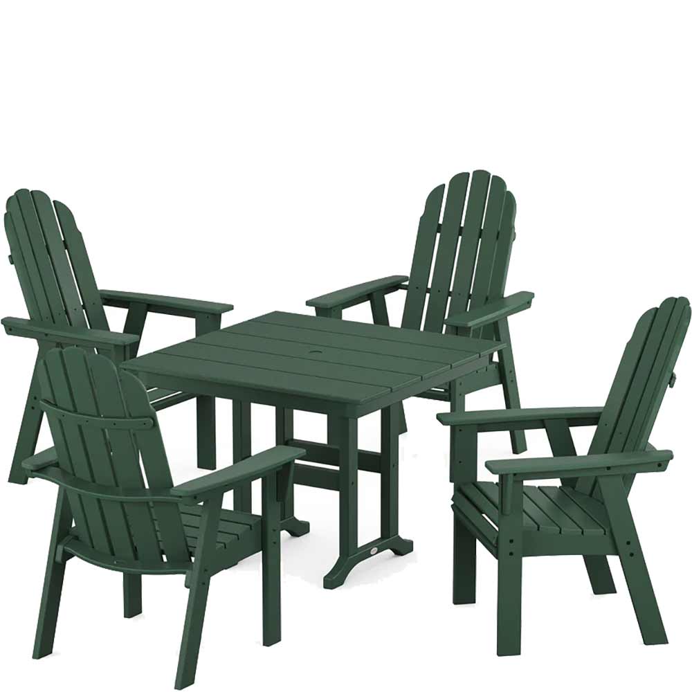 POLYWOOD® Vineyard Curveback Adirondack 5-Piece Farmhouse Dining Set - PWS1165-1 - Image 6