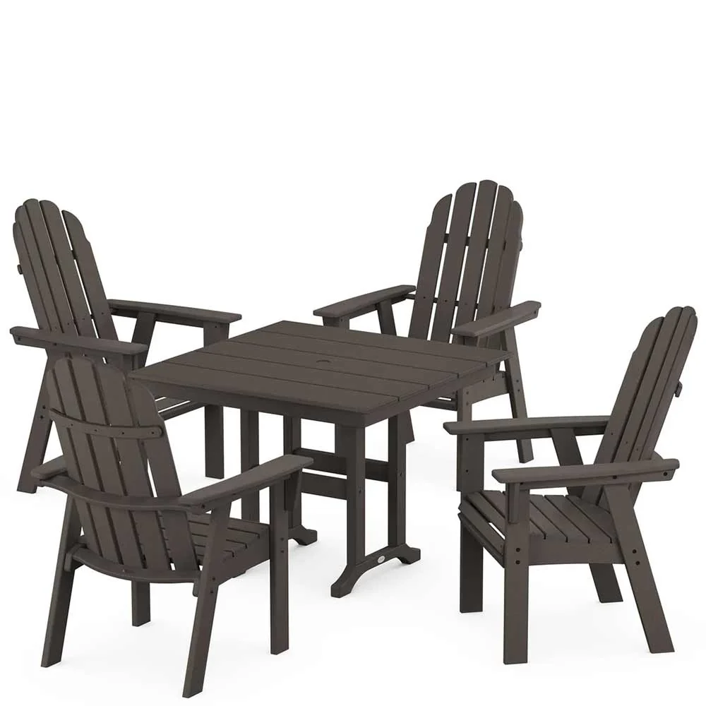 POLYWOOD® Vineyard Curveback Adirondack 5-Piece Farmhouse Dining Set - PWS1165-1 - Image 9