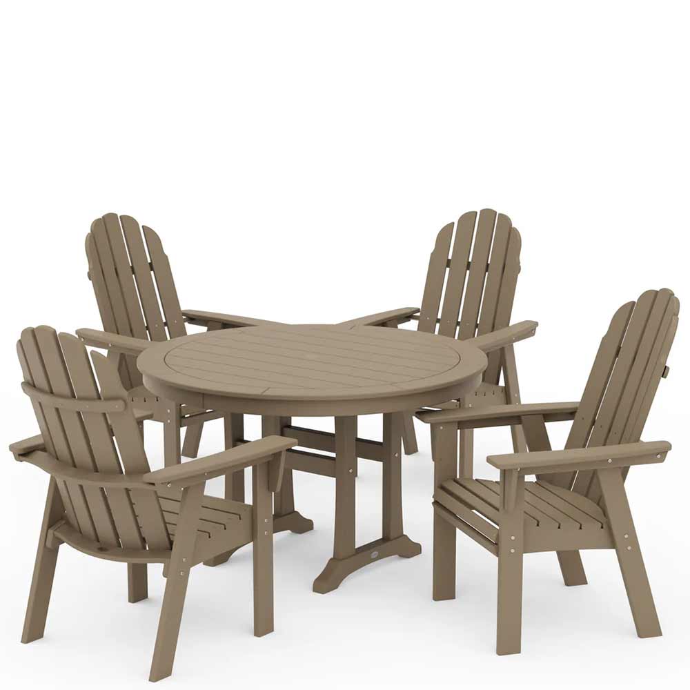 POLYWOOD® Vineyard Curveback Adirondack 5-Piece Nautical Trestle Dining Set - PWS401-1 - Image 10