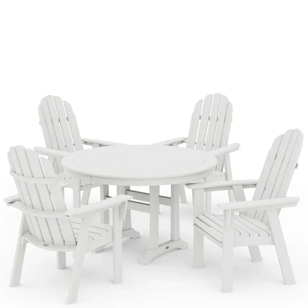 POLYWOOD® Vineyard Curveback Adirondack 5-Piece Nautical Trestle Dining Set - PWS401-1 - Image 11