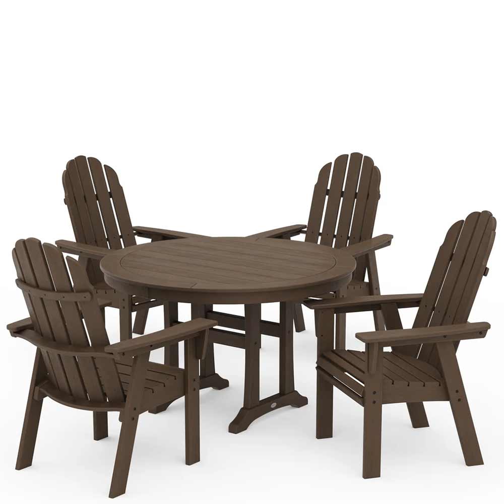 POLYWOOD® Vineyard Curveback Adirondack 5-Piece Nautical Trestle Dining Set - PWS401-1 - Image 12