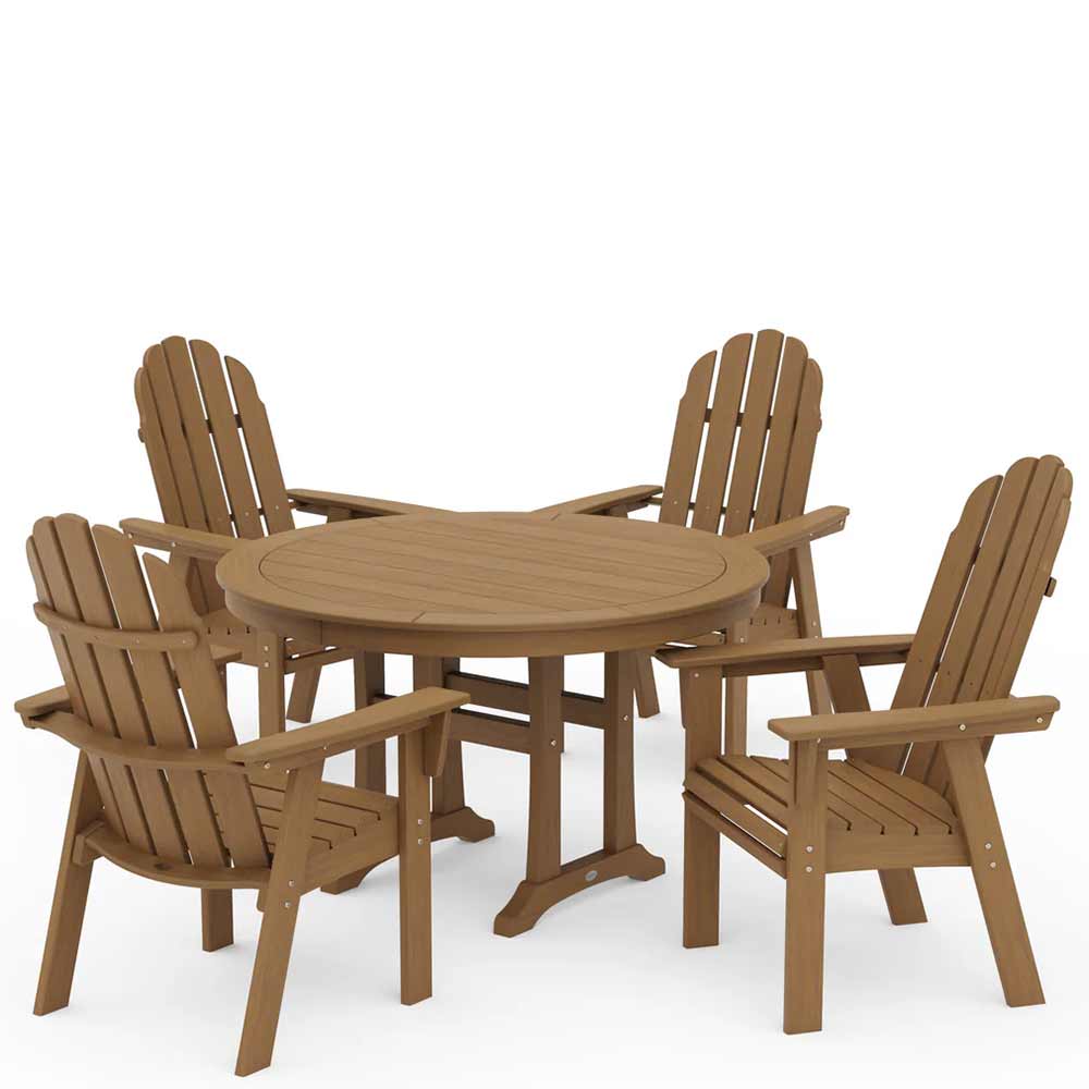 POLYWOOD® Vineyard Curveback Adirondack 5-Piece Nautical Trestle Dining Set - PWS401-1 - Image 13