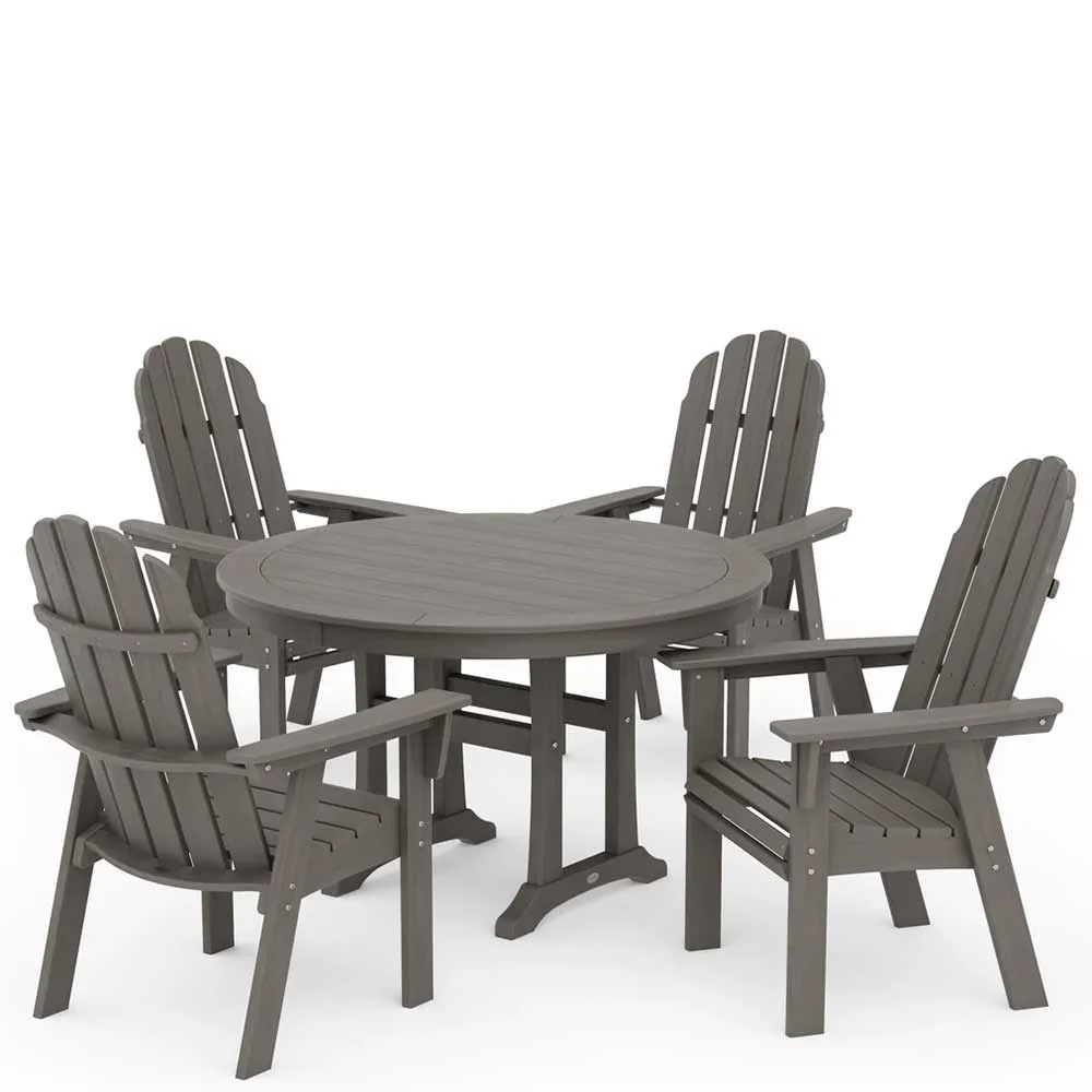 POLYWOOD® Vineyard Curveback Adirondack 5-Piece Nautical Trestle Dining Set - PWS401-1 - Image 14