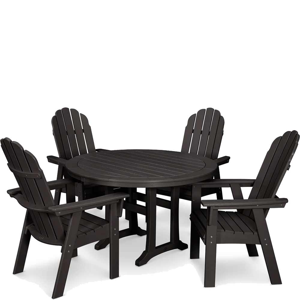 POLYWOOD® Vineyard Curveback Adirondack 5-Piece Nautical Trestle Dining Set - PWS401-1 - Image 3