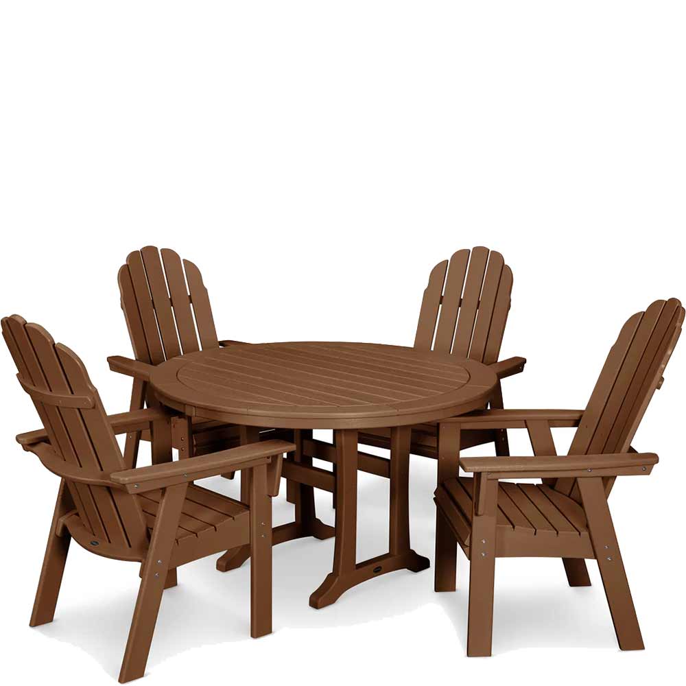 POLYWOOD® Vineyard Curveback Adirondack 5-Piece Nautical Trestle Dining Set - PWS401-1 - Image 4
