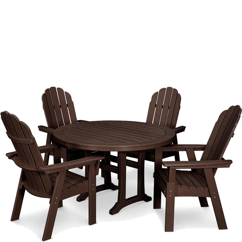 POLYWOOD® Vineyard Curveback Adirondack 5-Piece Nautical Trestle Dining Set - PWS401-1 - Image 5