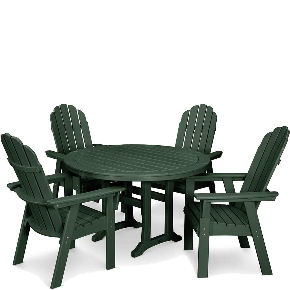 POLYWOOD® Vineyard Curveback Adirondack 5-Piece Nautical Trestle Dining Set - PWS401-1 - Image 6
