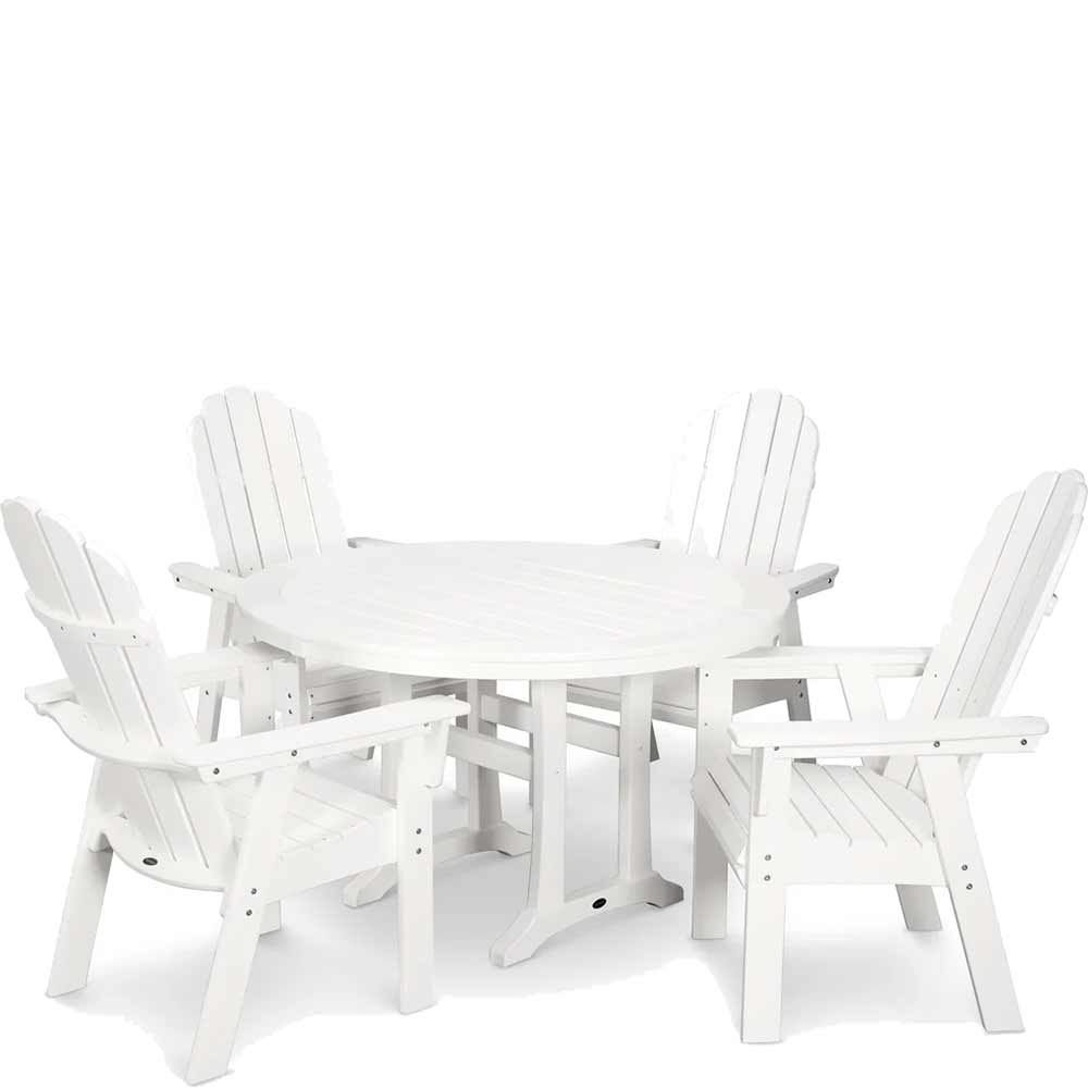 POLYWOOD® Vineyard Curveback Adirondack 5-Piece Nautical Trestle Dining Set - PWS401-1 - Image 7