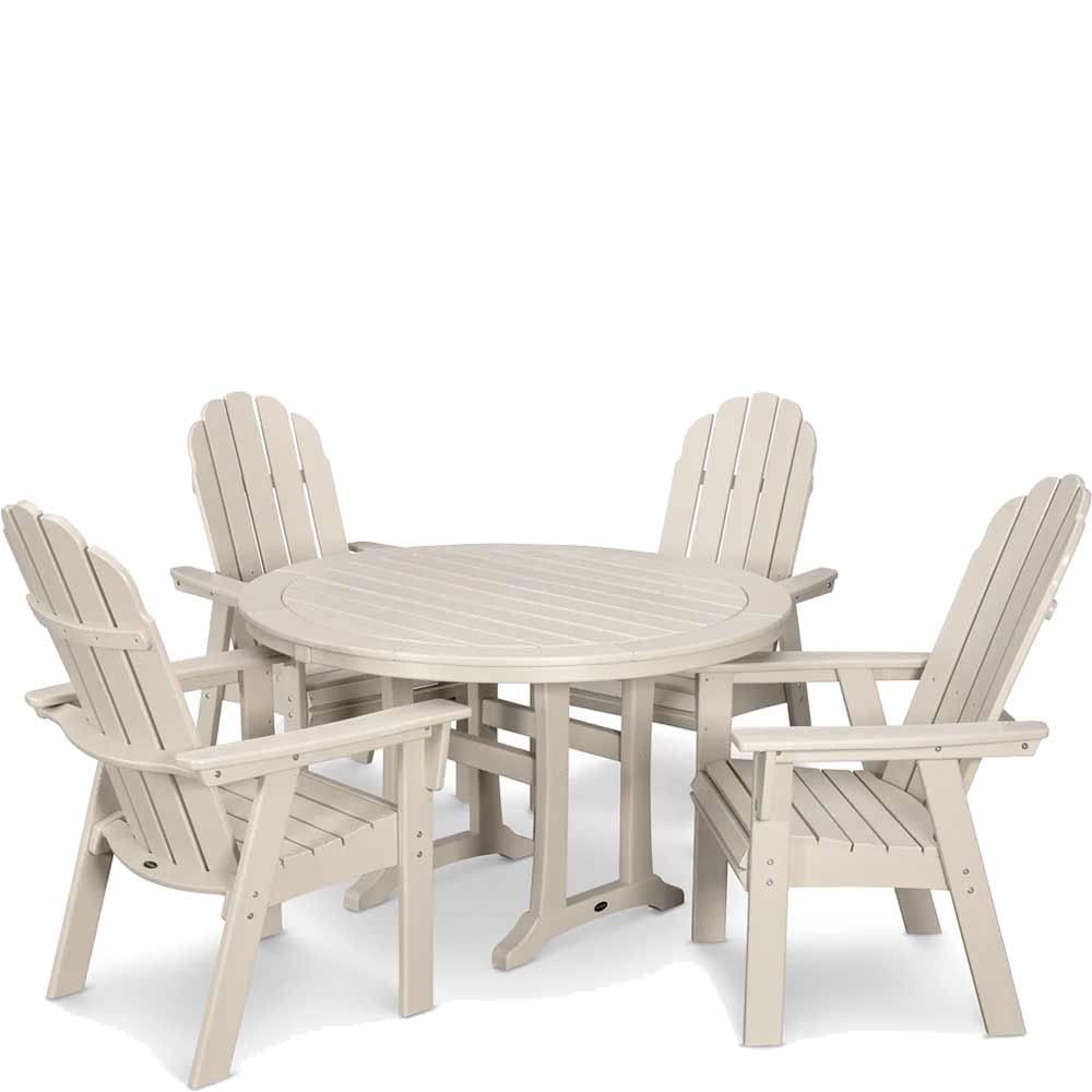 POLYWOOD® Vineyard Curveback Adirondack 5-Piece Nautical Trestle Dining Set - PWS401-1 - Image 8