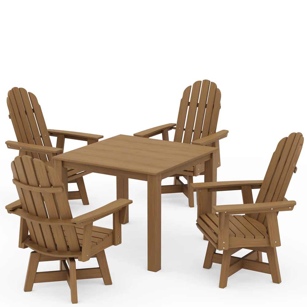 POLYWOOD® Vineyard Curveback Adirondack 5-Piece Parsons Swivel Dining Set - PWS2360-1 - Image 10