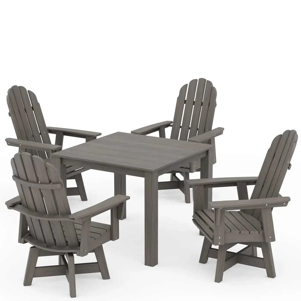 POLYWOOD® Vineyard Curveback Adirondack 5-Piece Parsons Swivel Dining Set - PWS2360-1 - Image 11