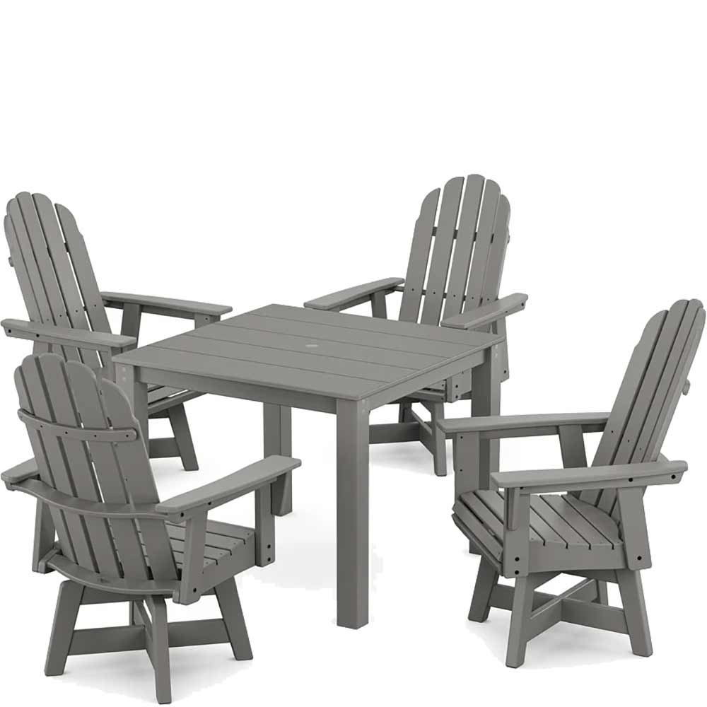 POLYWOOD® Vineyard Curveback Adirondack 5-Piece Parsons Swivel Dining Set - PWS2360-1 - Image 2