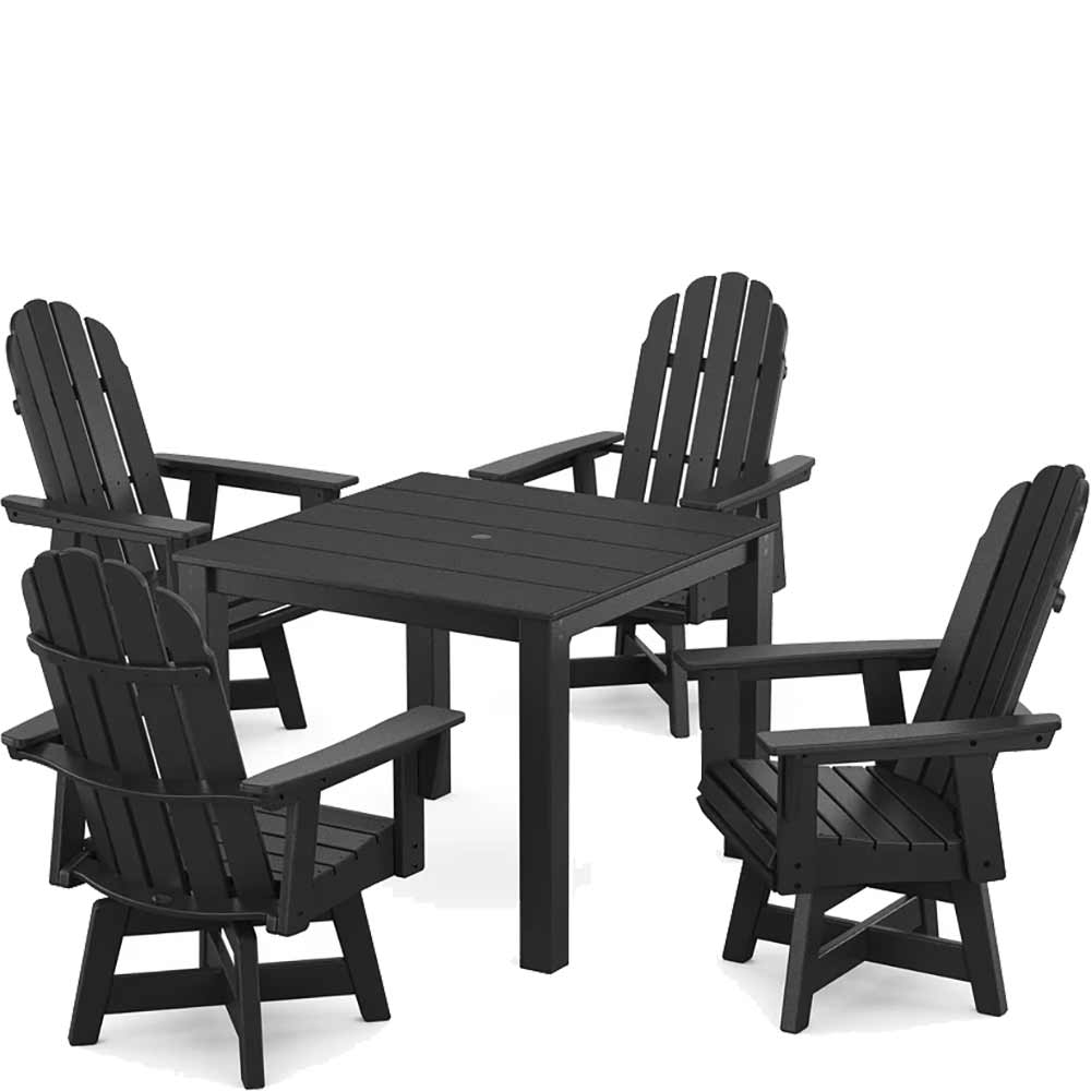 POLYWOOD® Vineyard Curveback Adirondack 5-Piece Parsons Swivel Dining Set - PWS2360-1 - Image 3