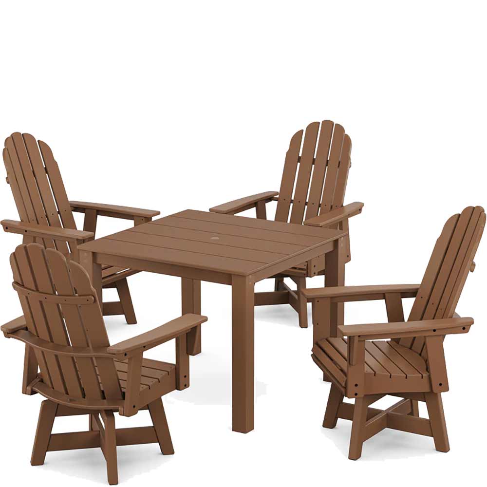 POLYWOOD® Vineyard Curveback Adirondack 5-Piece Parsons Swivel Dining Set - PWS2360-1 - Image 4