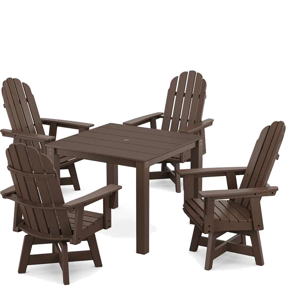 POLYWOOD® Vineyard Curveback Adirondack 5-Piece Parsons Swivel Dining Set - PWS2360-1 - Image 5