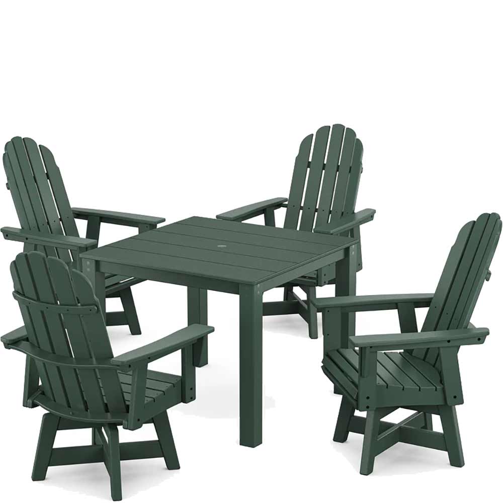 POLYWOOD® Vineyard Curveback Adirondack 5-Piece Parsons Swivel Dining Set - PWS2360-1 - Image 6