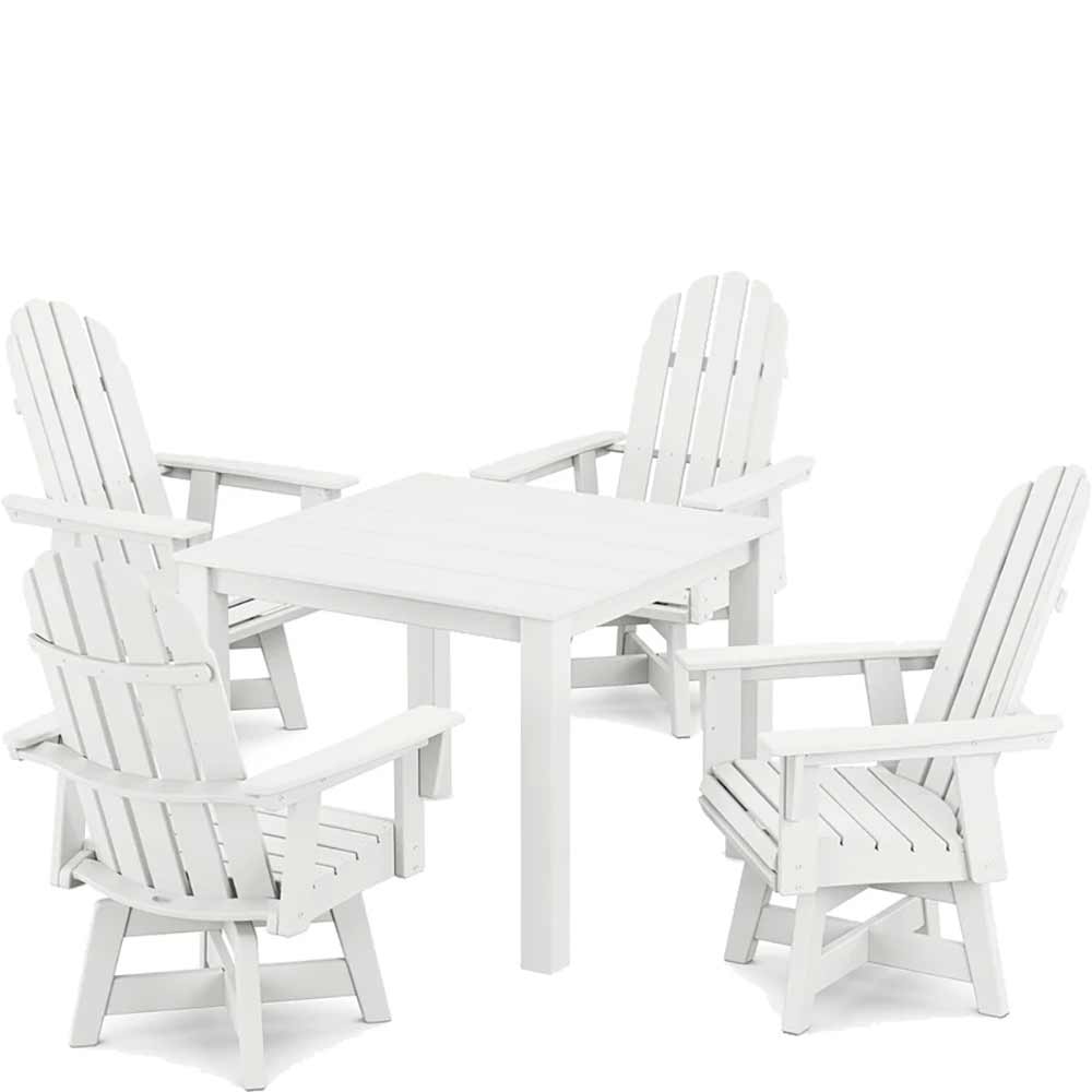 POLYWOOD® Vineyard Curveback Adirondack 5-Piece Parsons Swivel Dining Set - PWS2360-1 - Image 7