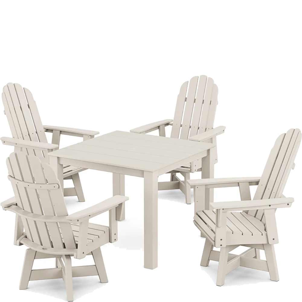 POLYWOOD® Vineyard Curveback Adirondack 5-Piece Parsons Swivel Dining Set - PWS2360-1 - Image 8